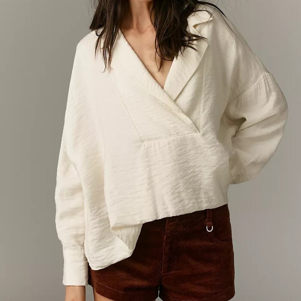 Anthropologie The Dylon Long-Sleeve Wide-Placket Top